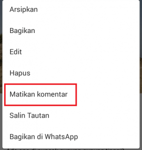 Cara menonaktifkan Kolom Komentar di post Instagram 14 menghilangkan kolom komentar instagram