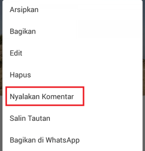 Cara menonaktifkan Kolom Komentar di post Instagram 16 menghilangkan kolom komentar instagram