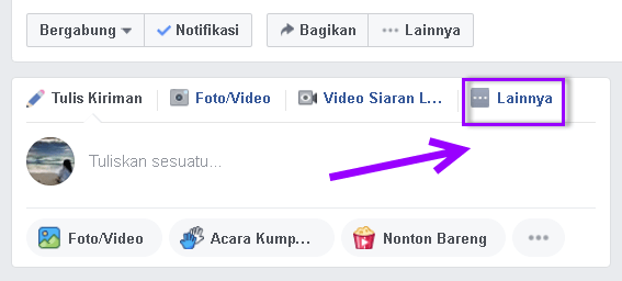 Cara mudah mengirim File ke Grup Facebook 2 pilih lainnya
