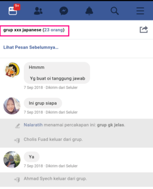Cara keluar dari grup chat di facebook 2 Percakapan dalam grup
