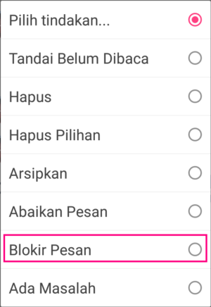 Cara memblockir dan membatalkan blokir pesan di facebook 4 Menu pilih tindakan