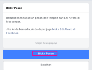 Cara memblockir dan membatalkan blokir pesan di facebook 5 Laman konfirmasi