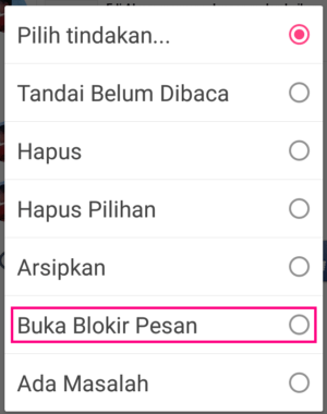 Cara memblockir dan membatalkan blokir pesan di facebook 9 Menu pilih tindakan