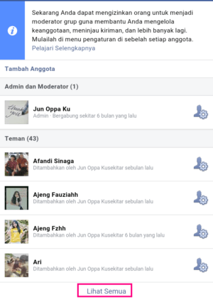 Cara membuat anggota tidak bisa berkomentar di grup fb untuk sementara waktu 5 Daftar anggota grup