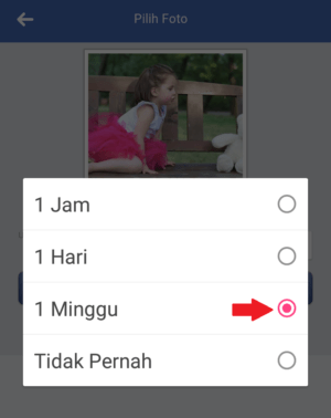 Cara Menambahkan Foto Profil Sementara Facebook di Android 4 Batas waktu