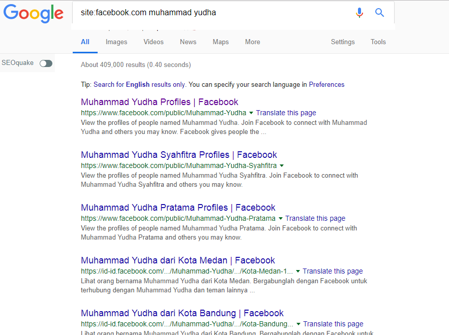 Cara menyembunyikan akun facebook dari publik (pencarian diluar facebook) 1 contoh mencari seseorang lewat google