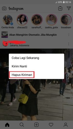 Cara atasi masalah tidak bisa upload foto atau video di Instagram 4 hapus video yang gagal upload sehingga bisa ulang dari awal