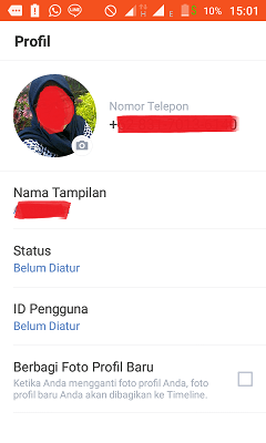 Cara install dan setting Line lite di android 11 Tampilan submenu "Profil" pada line lite