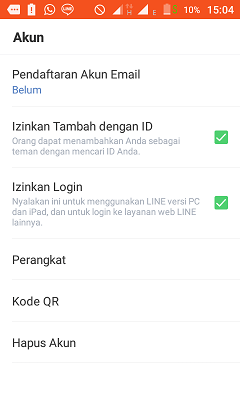 Cara install dan setting Line lite di android 12 Tampilan submenu "Akun" pada line lite