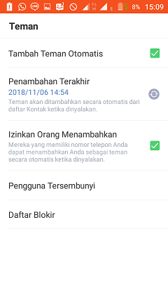 Cara install dan setting Line lite di android 15 Tampilan submenu "Teman" pada line lite