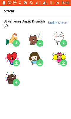 Cara install dan setting Line lite di android 16 Tampilan submenu "Stiker" pada line lite