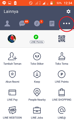 Cara mencari dan menambahkan teman di Line 1 menu profil untuk tambah teman pada Line