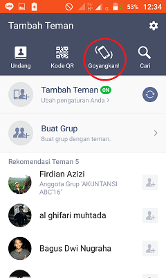 Cara mencari dan menambahkan teman di Line 11 Proses tambah teman melalui "Goyangkan!" di line