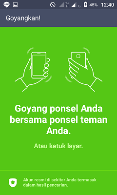 Cara mencari dan menambahkan teman di Line 12 Tampilan "Goyangkan!" saat tambah teman di line