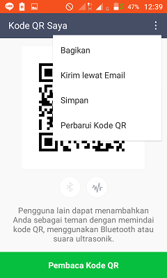 Cara mencari dan menambahkan teman di Line 9 Tampilan saat Kode QR ingin dibagikan ke platform lain di line