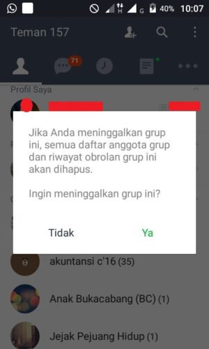 #2 cara mudah menghapus grup LINE di smartphone kamu 3 Tampilan konfirmasi saat benar - benar ingin menghapus grup Line