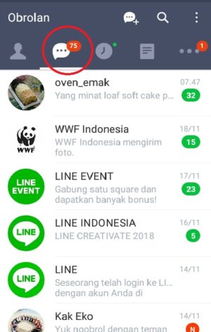 Cara mengganti walpaper (background) obrolan di Line 1 Tampilan tab obrolan pada Line