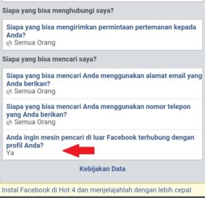 Cara menyembunyikan akun facebook dari publik (pencarian diluar facebook) 5 Pengaturan privasi