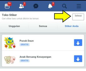 Cara menambahkan stiker keren ke chat di aplikasi facebook 5 Pilih stiker dan download