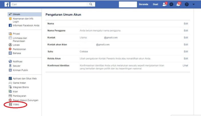 Cara mematikan video autoplay di facebook 7 Tampilan menu pengaturan Video