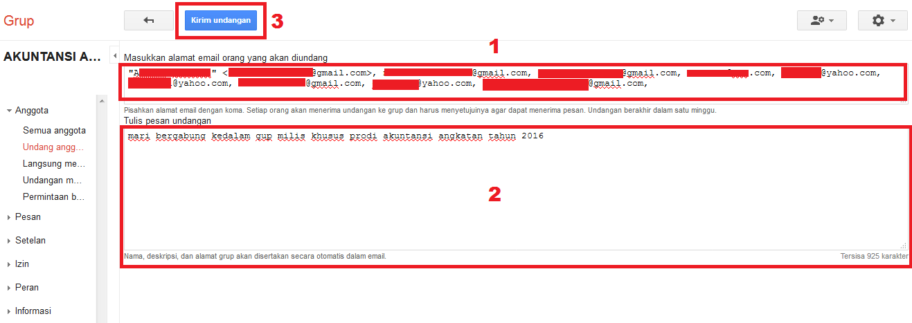 Cara membuat grup milis di Gmail dengan google group 5 Proses memasukkan semua alamat - alamat email kedalam grup