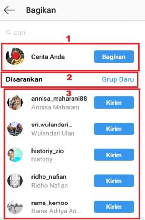 Cara membuat polling di instagram kamu 5 Tampilan saat ingin mengatur siapa saja yang ingin dibagikan