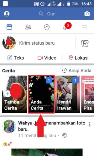 Cara membuat dan melihat stories di Facebook 16 Tampilan saat berhasil mengunggah Stories di Facebook Lite