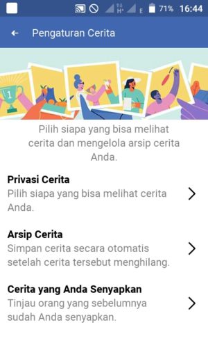 Cara membuat dan melihat stories di Facebook 19 "Pengaturan cerita" untuk mengatur stories kamu