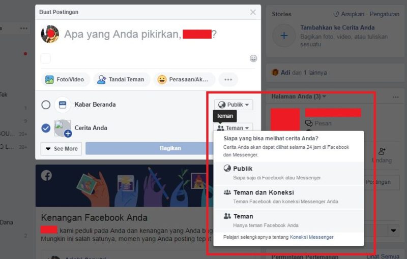 Cara membuat dan melihat stories di Facebook 3 pengaturan mengenai siapa yang dapat meilhat stories kamu