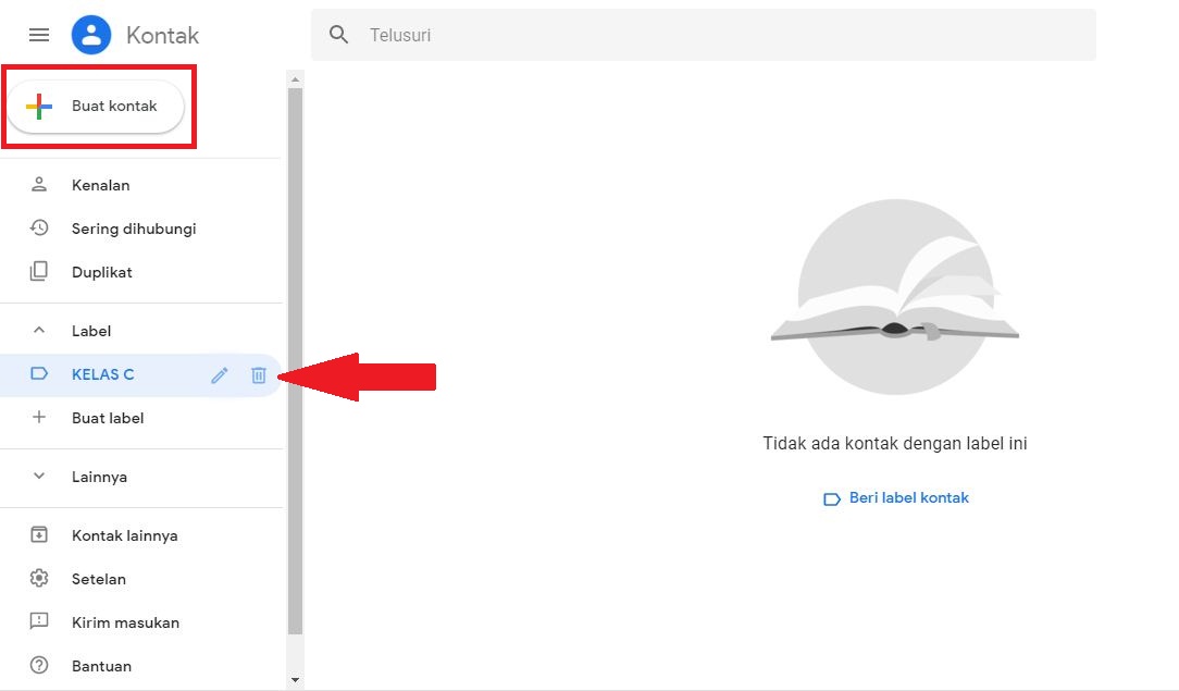 Cara mengirim email massal kebanyak penerima sekaligus dengan gmail 5 "BUat kontak" untuk menambahkan alamat email kedalam grup