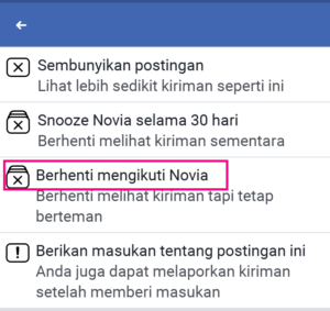 Cara menyingkirkan status/feed dari teman fb tanpa ketahuan 6 Menu pilihan