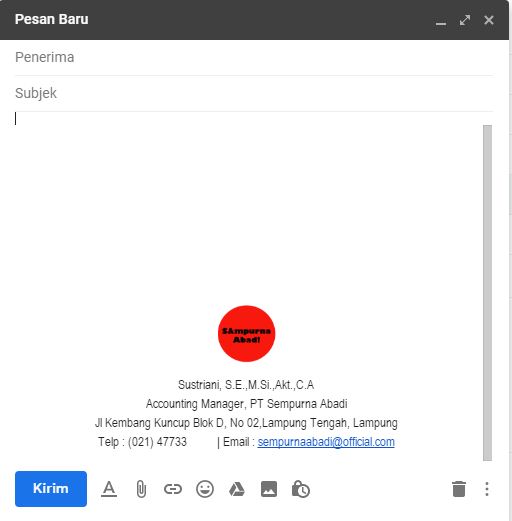Contoh signature email untuk personal dan perusahaan 2 Contoh signatue email perusahaan/bisnis