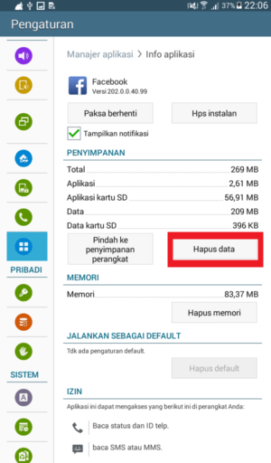 Cara mengatasi Beranda atau Kabar Berita Facebook tidak Muncul 8 hapus data
