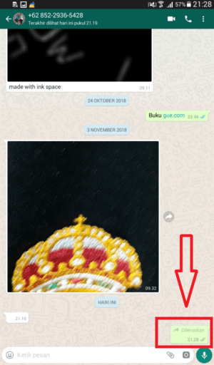 Cara membuat text kosong/blank di Info dan Chat Whatsapp 6 tunggu di baca teman kalian hingga keliatan centangnya