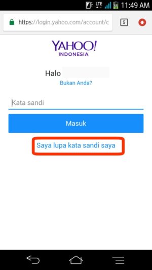 Lupa password yahoo kamu? Ini cara mengatasinya 2 Gambar 2. Ketuk "saya lupa kata sandi saya"