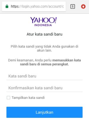 Lupa password yahoo kamu? Ini cara mengatasinya 7 Gambar 7. Ketik kata sandi baru