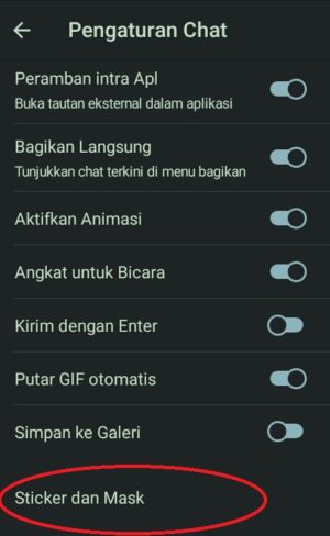 Cara cari dan download ratusan stiker di Telegram 3 Tampilan Pengaturan chat di Telegram