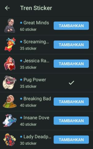 Cara cari dan download ratusan stiker di Telegram 6 Tampilan saat kamu berhasil menginstal salah satu sticker