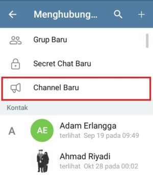 Cara membuat channel di Telegram 2 Pilih "Channel Baru" untuk membuat channel di Telegram