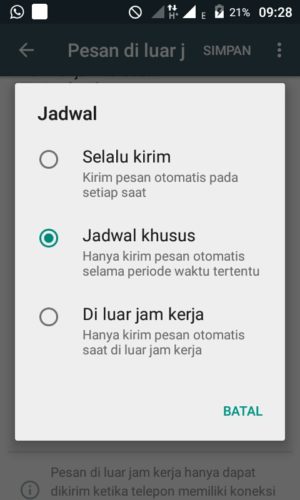 Cara membuat pesan balasan otomatis di Whatsapp 14 tiga opsi untuk mengatur jadwal pesan otomatis