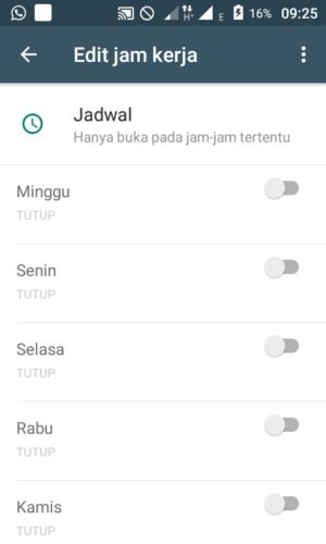 Cara membuat pesan balasan otomatis di Whatsapp 8 Memilih hari dan jam kerja bisnis