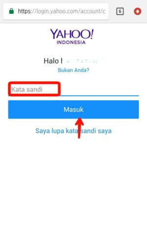 Cara menutup atau menghapus Permanen akun Yahoo kamu 2 Gambar 2. Ketik kata sandi email, lalu masuk