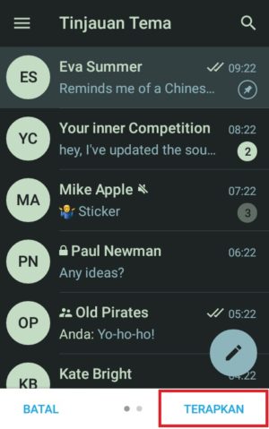 Cara mengganti tema di Telegram (buat sendiri atau download) 16 Tampilan tinjauan tema sebelum diterapkan ke akun Telegram