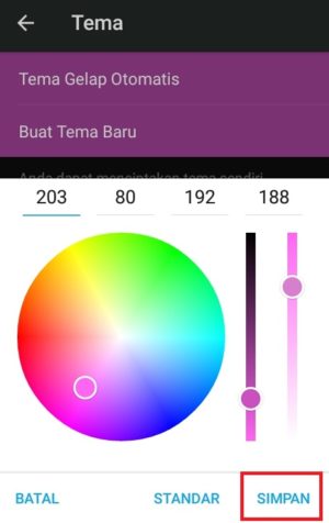 Cara mengganti tema di Telegram (buat sendiri atau download) 9 Memilih warna tema yang diinginkan