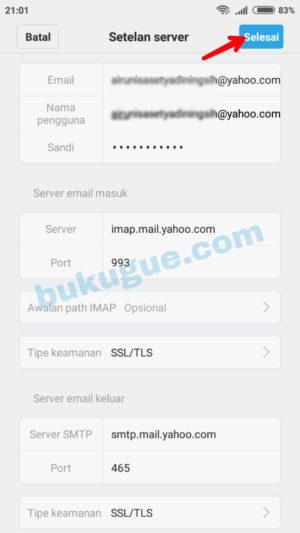 Cara membuka email Yahoo di HP 22 Gambar 4.2 Laman Setelan Server