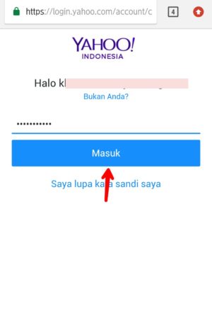 Cara membuka email Yahoo di HP 2 Ketik Password kemudian ketuk Masuk