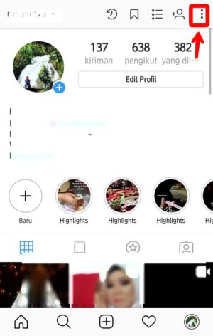 Cara menghilangkan kolom komentar di story instagram 3 Tap tool titik tiga di pojok kanan atas