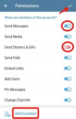 Cara buat dan setting group di Telegram 17 Laman menu Permission