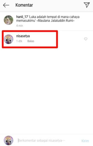 Cara membuat komentar kosong di instagram tanpa aplikasi 6 Gambar 4. Komentar kosong/blank di Instagram