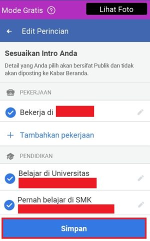 Cara menambahkan status pendidikan dan pekerjaan di facebook 10 Tampilan status pendidikan dan pekerjaan yang sudah kamu tambahkan.